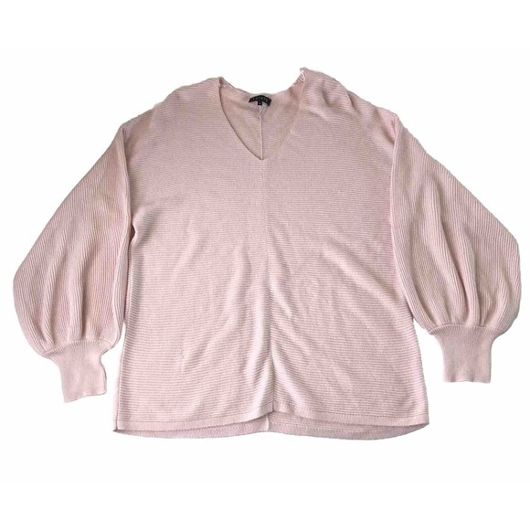 1. STATE Women's Pink V-Neck Ribbed Long Sleeve Pullover Sweater Size Small - Picture 3 of 12